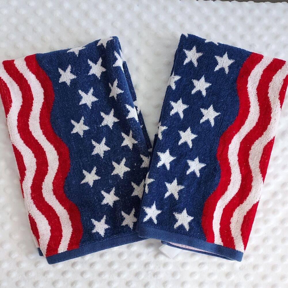 Kohl’s Celebrate Americana Together Flag Kitchen Towels 4th Of July Set 2 Bath